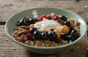 Healthy bowel of fruit and granola